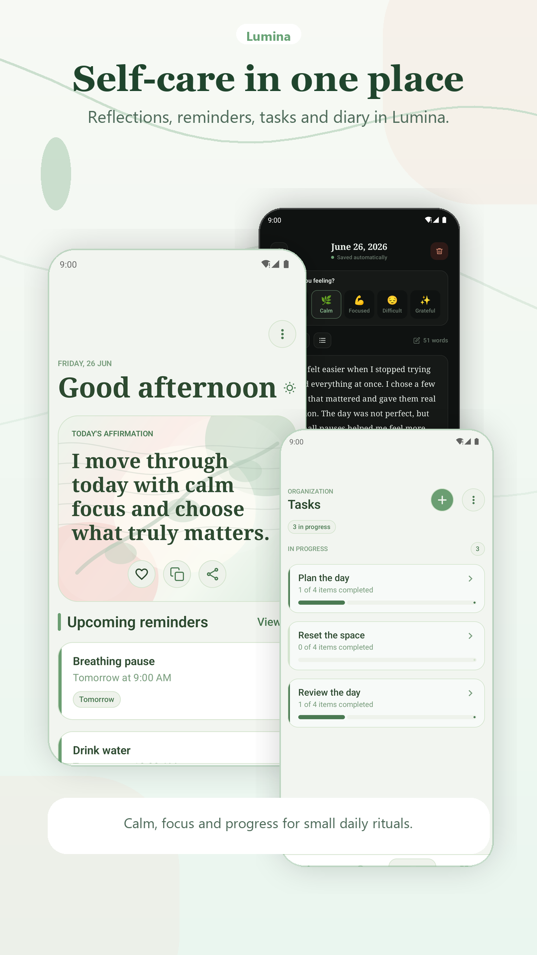 Create a moment for yourself every day. Download Lumina and start with one affirmation, one task, or one reflection at a time.
