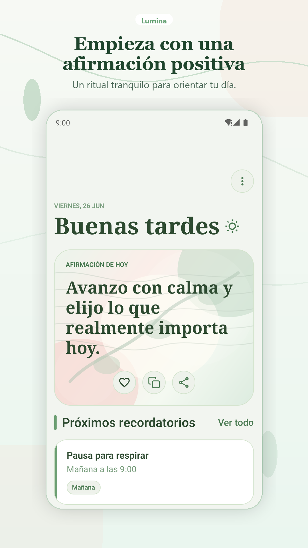 Afirmación diaria. Lee un mensaje positivo cada día.
