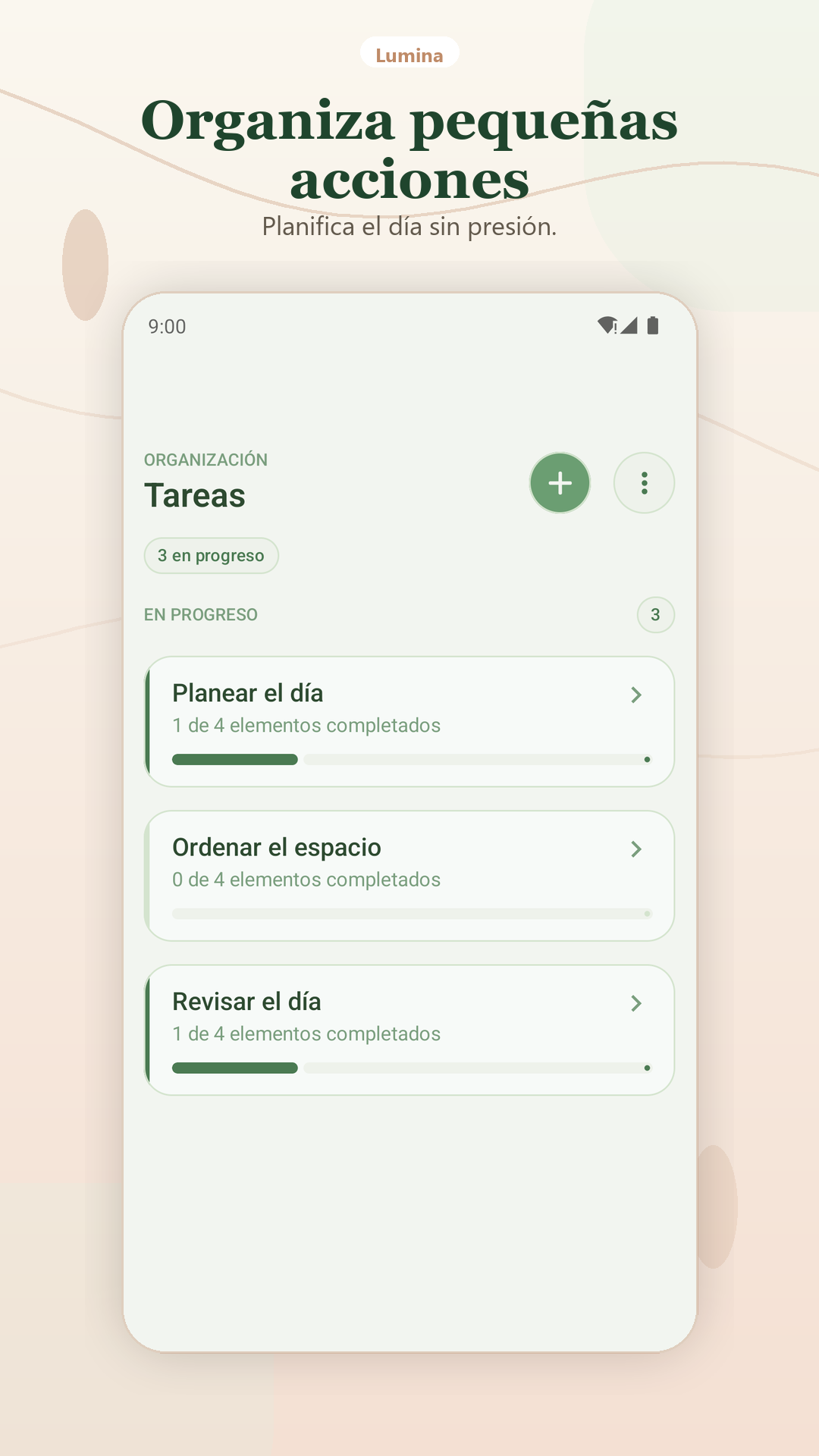 Tareas. Convierte intenciones en acciones simples.