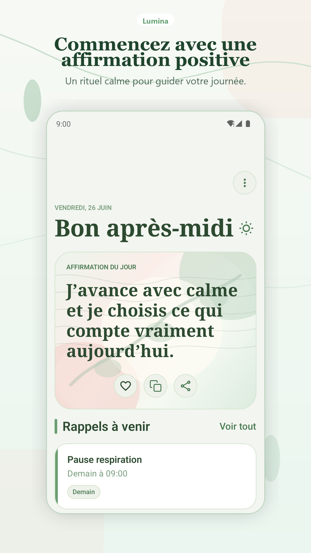 Affirmation quotidienne. Lisez un message positif chaque jour.
