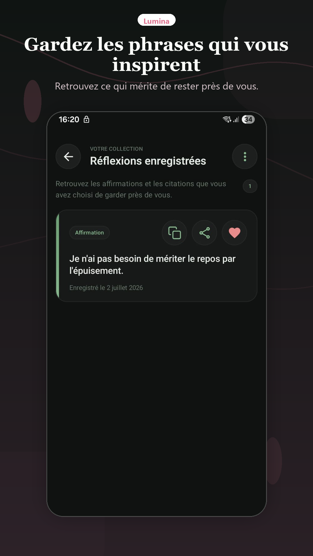 Favoris. Gardez les phrases qui comptent encore.