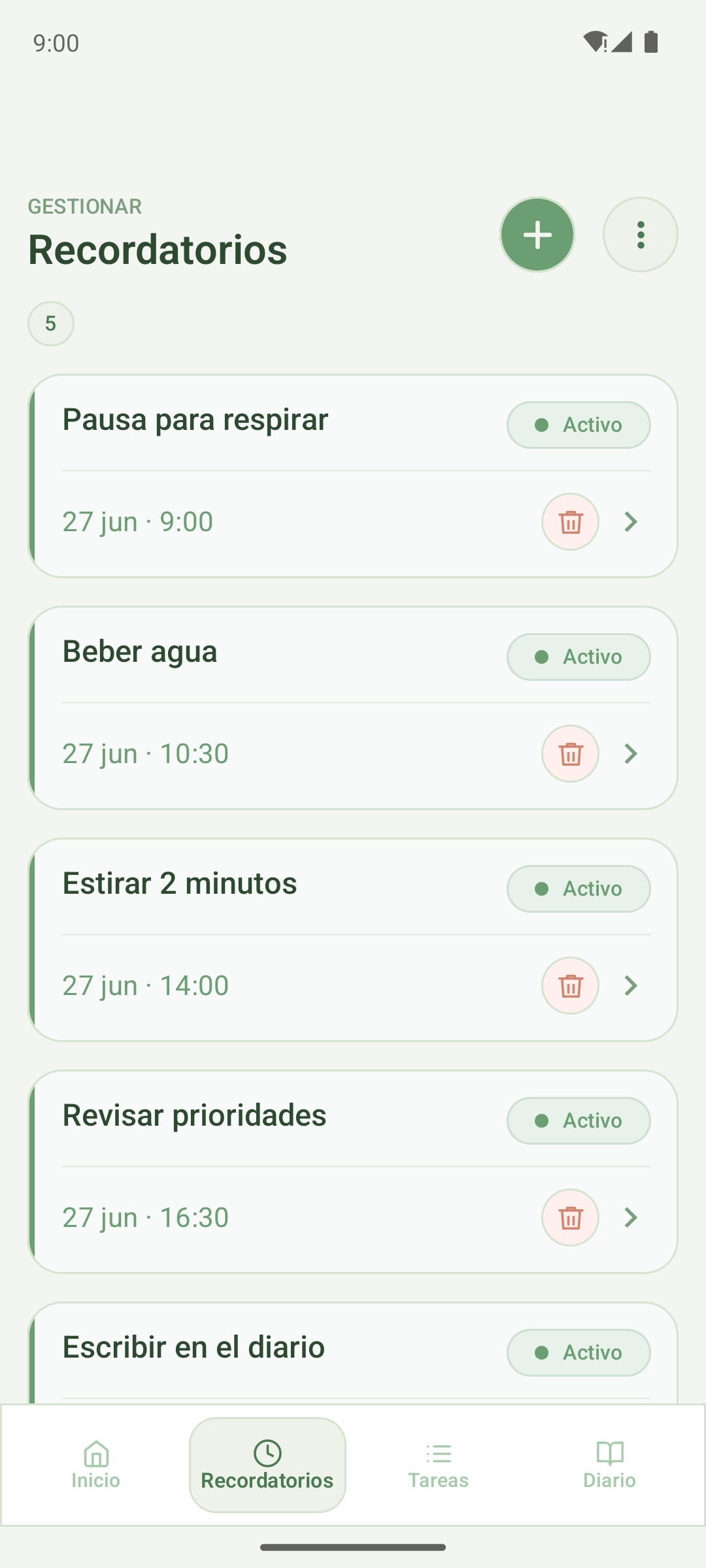 Recordatorios de Lumina
