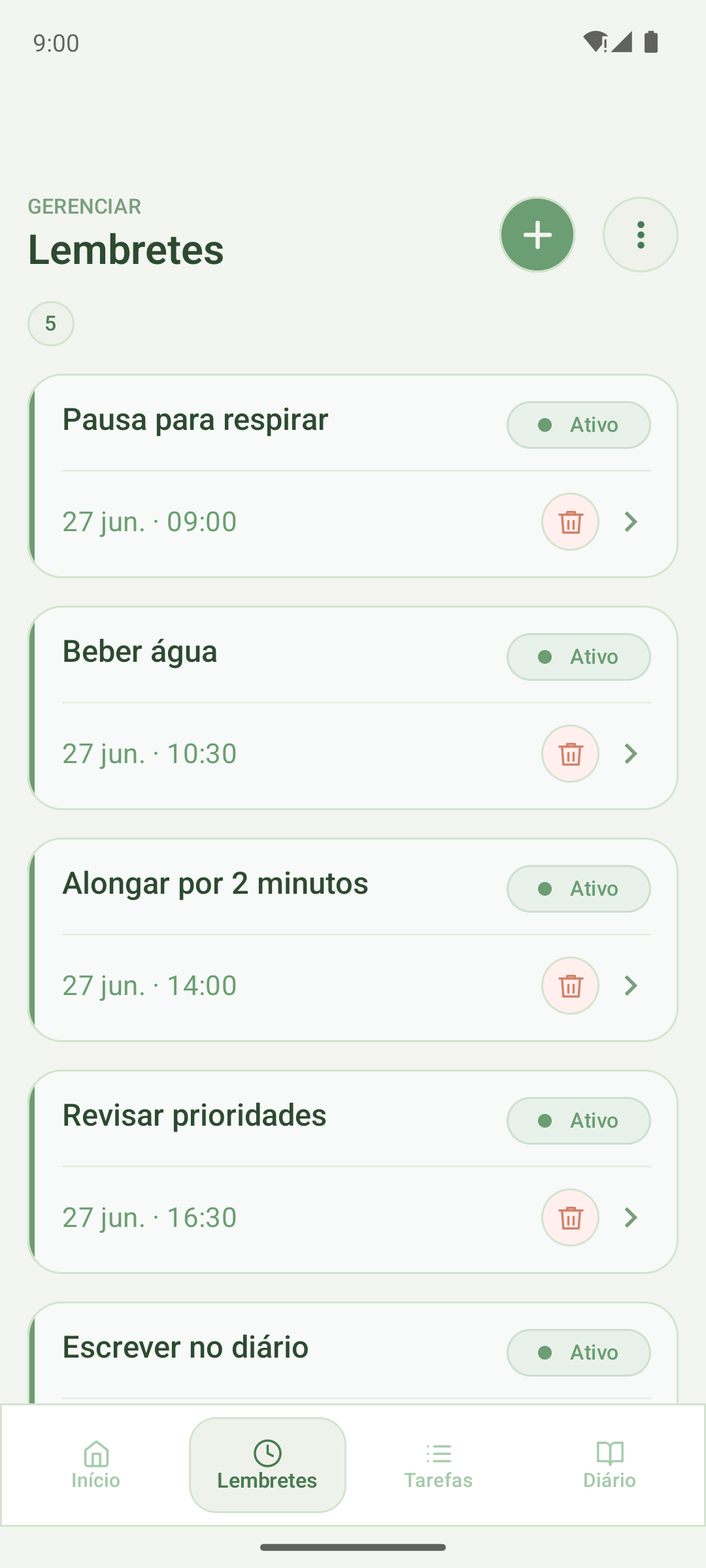 Lembretes do Lumina